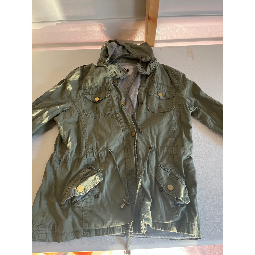 YMI Collection Olive‎ Green Utility Jacket Drawstring Waist Hooded Medium